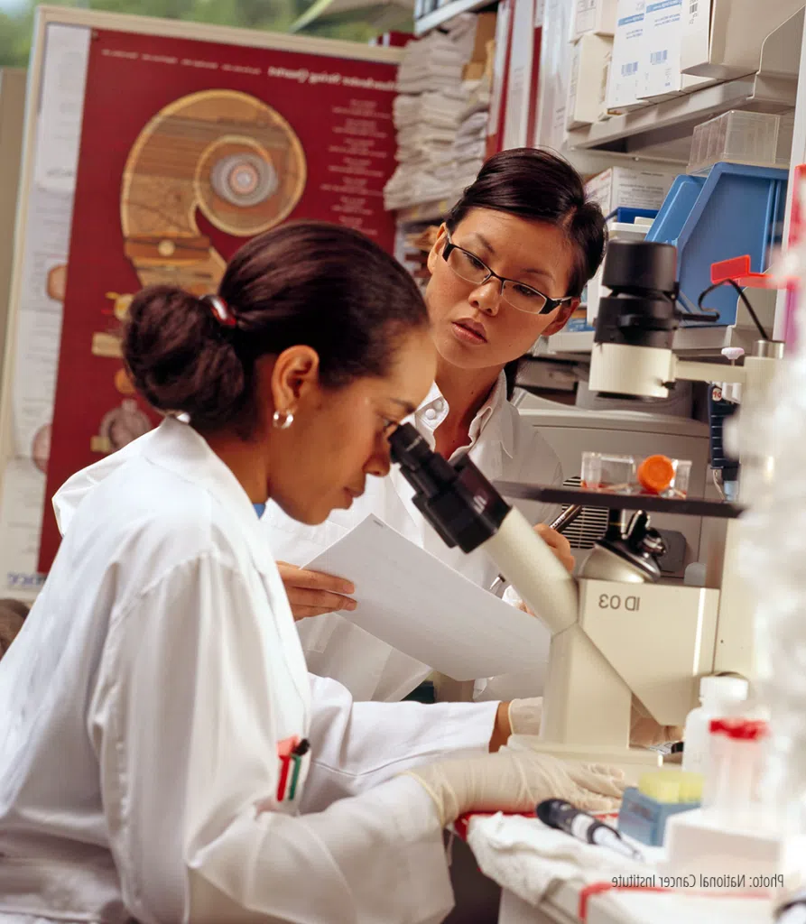 Two women researchers in lab