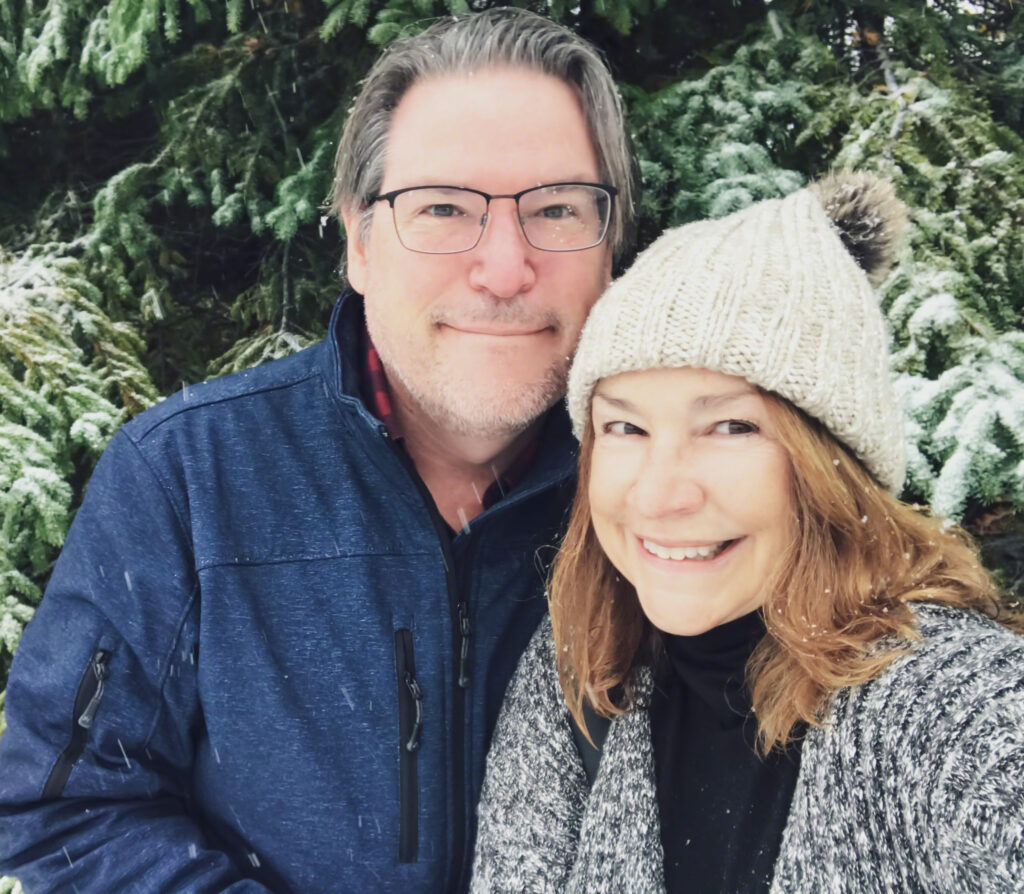 Happy middle-aged couple in winter