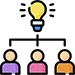 Icon for idea, people under a lightbulb