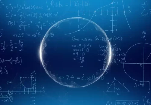 Glowing sphere with mathematical equations